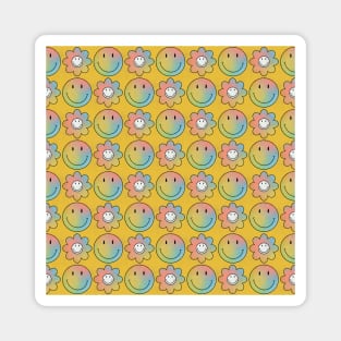 Psychedelic Flowers & Smileys Magnet