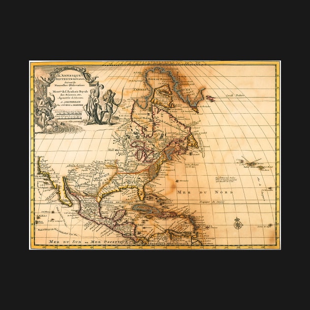 Antique Map of North America with Greenland by Pieter van der Aa by MasterpieceCafe