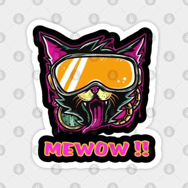 Cool MeWow cat with goggles Magnet by CatsRuletheWorld