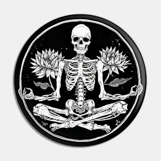 Skeleton Meditation Lotus Pin