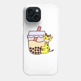 Baby Kawaii Giraffe Hugs Sweet Bubble Tea Cream Boba Tea Phone Case