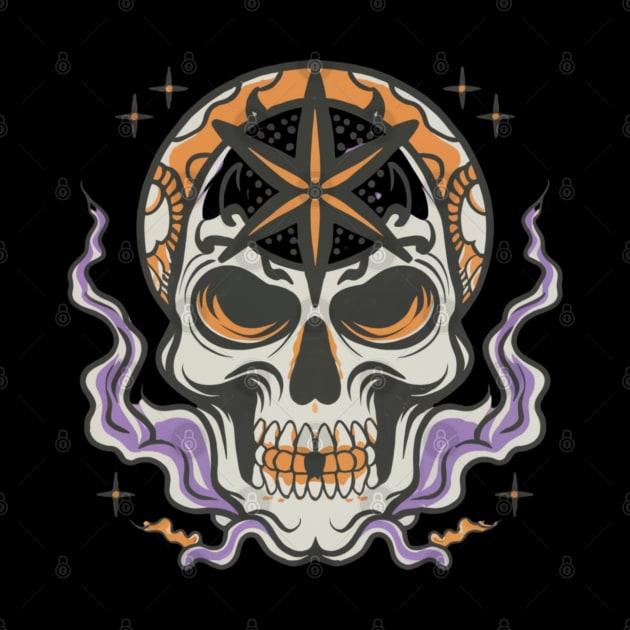 Spooky Star Sign Skull Tattoo by Goku Creations