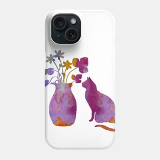 Cat and flowers Phone Case