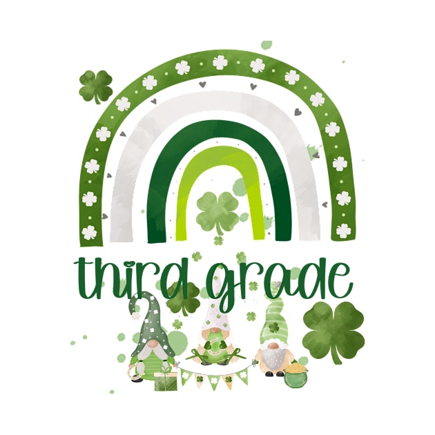 Third Grade Teacher St. Patrick's Day Watercolor Rainbow Four Leaf Clover by vintageinspired