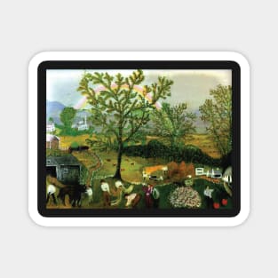 grandma moses painting rainbow Magnet