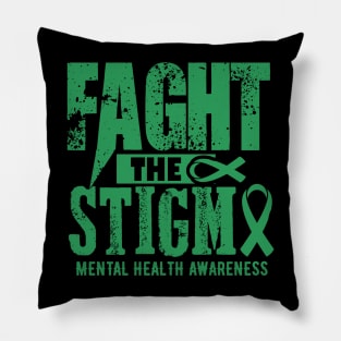 in may we wear green mental health groovy Fight Stigma Pillow