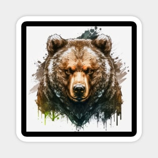 Grizzly Bear Portrait Animal Painting Wildlife Outdoors Adventure Magnet