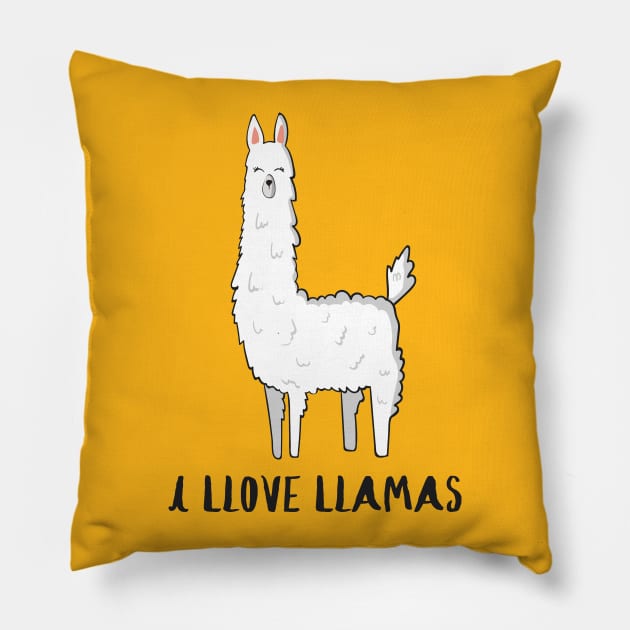 I Llove Llamas - Cute Funny Love Llama Fan Design Pillow by Dreamy Panda Designs