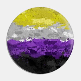 Abstract Paint Splatter Non-Binary Pride Flag Pattern Pin