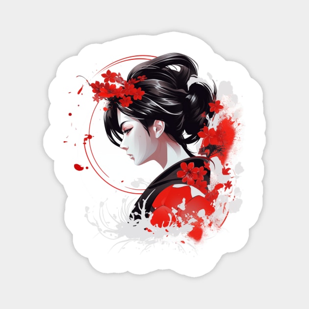 Japanese geisha in striking red Magnet by MK3