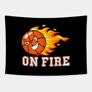 Basketball ball on fire Tapestry