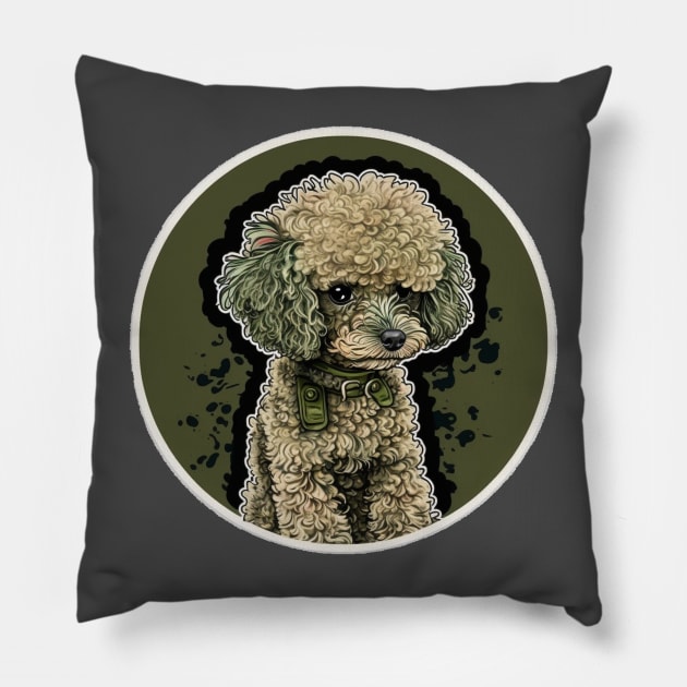 Toy Poodle Camouflage Motif Pillow by Mike O.