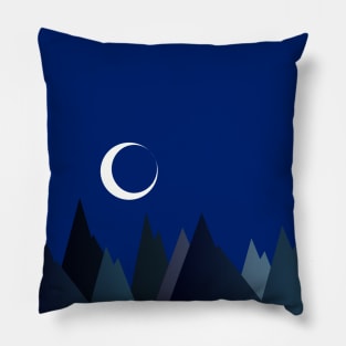Moon and Mountains, GEOMETRIC LANDSCAPE Pillow