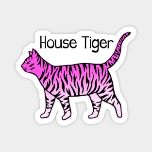 Pink House Tiger Cat Magnet