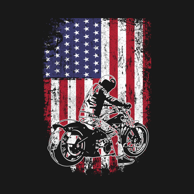 Motorbike American Flag Patriot Graphic USA Patriotic Biker by Kens Shop