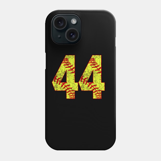 Fastpitch Softball Number 44 #44 Softball Shirt Jersey Uniform Favorite Player Biggest Fan Phone Case by TeeCreations