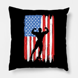 American Flag Bodybuilding Graphic Pillow