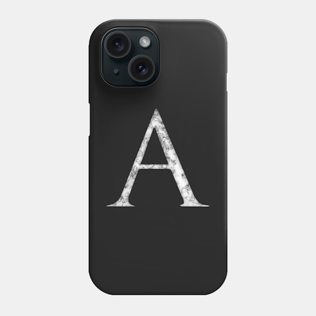 A in Roman White Marble Latin Alphabet Letter Sticker Phone Case by SolarCross