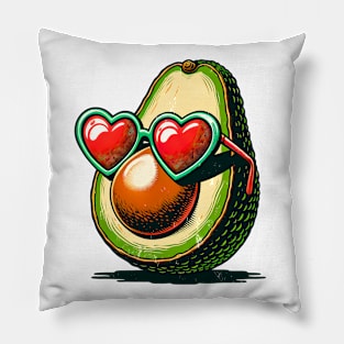 Avocado Love: Heart Shades Valentine's Day T-Shirt Pillow