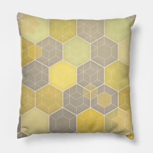 Lemon & Grey Honeycomb Pillow