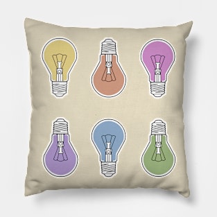 lightbulbs vintage retro rainbow colors Pillow