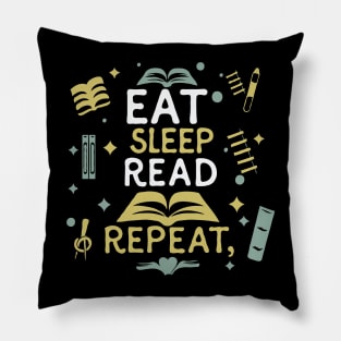 Eat Sleep Read Repeat, Funny Reading Pillow