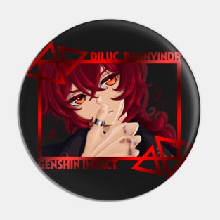 Diluc - Genshin Impact (black background) Pin