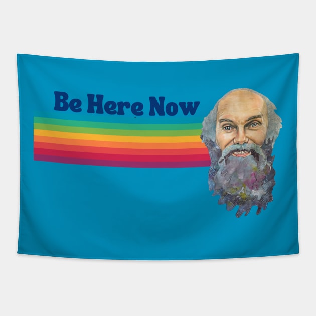 Ram Dass Rainbow Tapestry by karenpaytonart