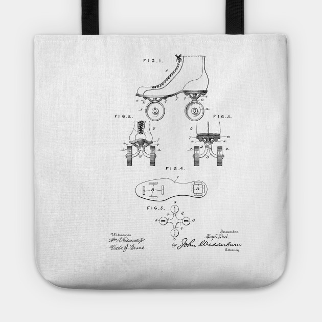 Roller Skate Shoe Vintage Patent Hand Drawing Roller Skates Tote Teepublic