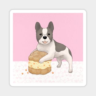 Cute Bulldog & Cream Puff Illustration Art Magnet