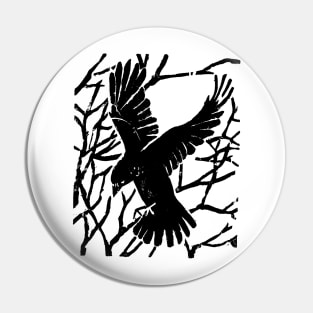 Crow Woodblock Pin