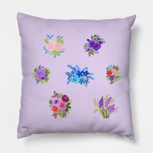 Watercolor flowers purple set Pillow