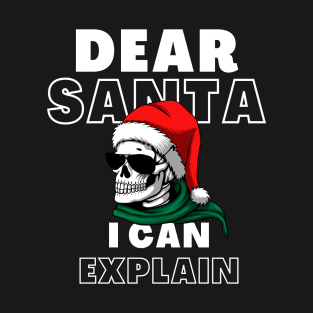 Dear Santa I Can Explain Shirt, Skull T-Shirt, Christmas Tee, Funny T-Shirt T-Shirt