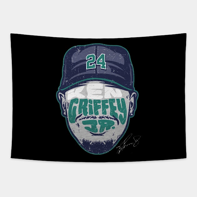 Ken Griffey Jr. Seattle Player Silhouette Number Tapestry by danlintonpro