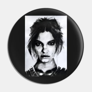 Julia charcoal portrait Pin