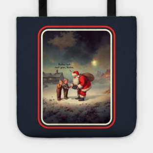 Santa's Naughty List - Funny Vintage Christmas Painting Tote