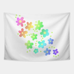 Whimsical Rainbow Flowers Tapestry