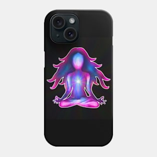 Psychedelic Glowing Pink Blue Yoga Silhouette Phone Case