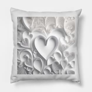 Beautiful carvings of white valentine hearts Pillow