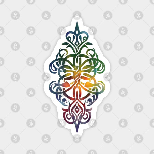 Rainbow Tribal Mandala - Colorful Boho Geometric Tattoo-Inspired Design Magnet by WarFX Designs