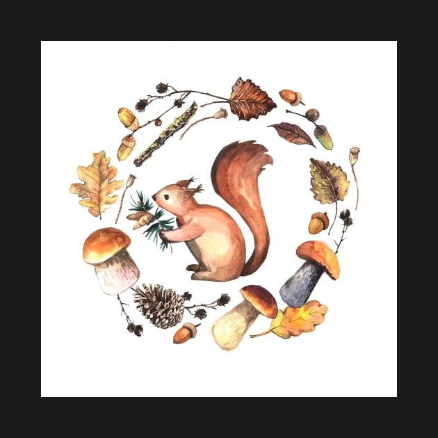 Squirrel and autumn wreath by AnnaY 