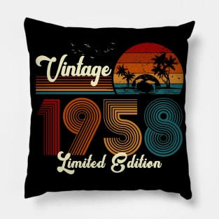 Vintage 1958 Shirt Limited Edition 62nd Birthday Gift Pillow