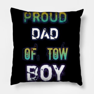 Mens Proud Dad of 2 Two Awesome Boys T Shirt (Father Papa Daddy) shirt father day gift funny Pillow