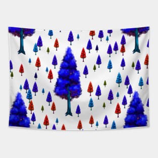 blue red trees leaves background pattern texture Tapestry