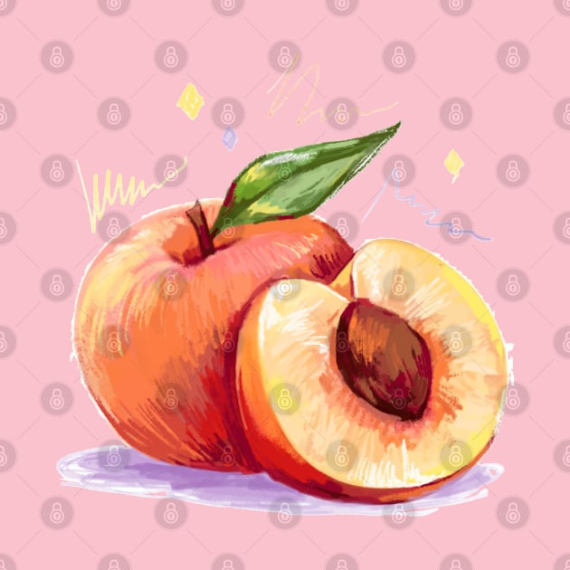 Peach Hand Drawn by Mako Design 