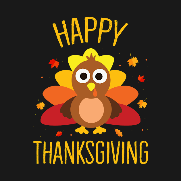 Happy Thanksgiving Day Family Dinner Cute Turkey Pilgrim by Creative Design