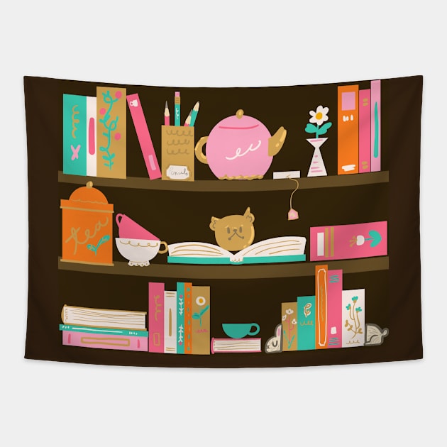 Tea and Books Tapestry by Fluffymafi