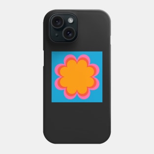 Blue, pink, orange, yellow seventies style scandi flower Phone Case