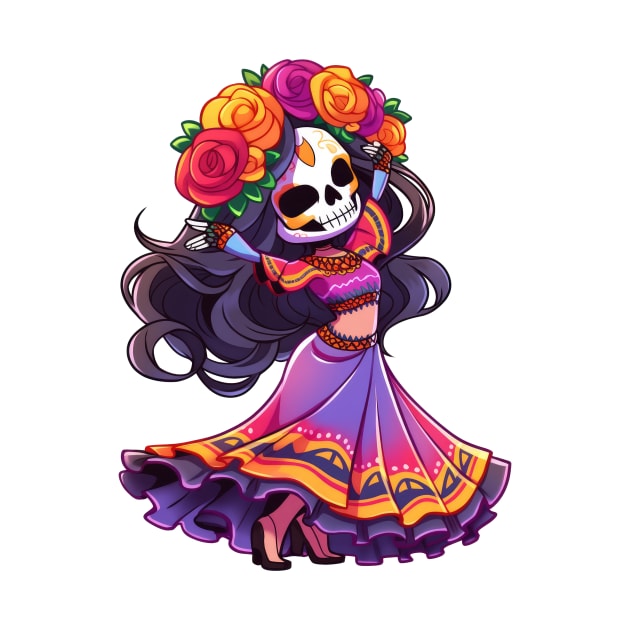 Day of the Dead Woman Dancing by SundayDonuts