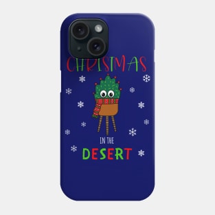 Christmas In The Desert - Christmas Cactus With Scarf Phone Case